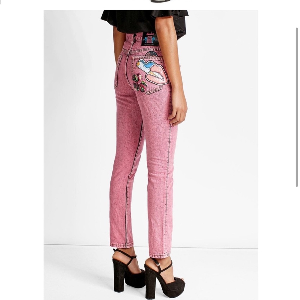 Marc Jacobs  Pink Flood Stovepipe Acid Wash Jeans